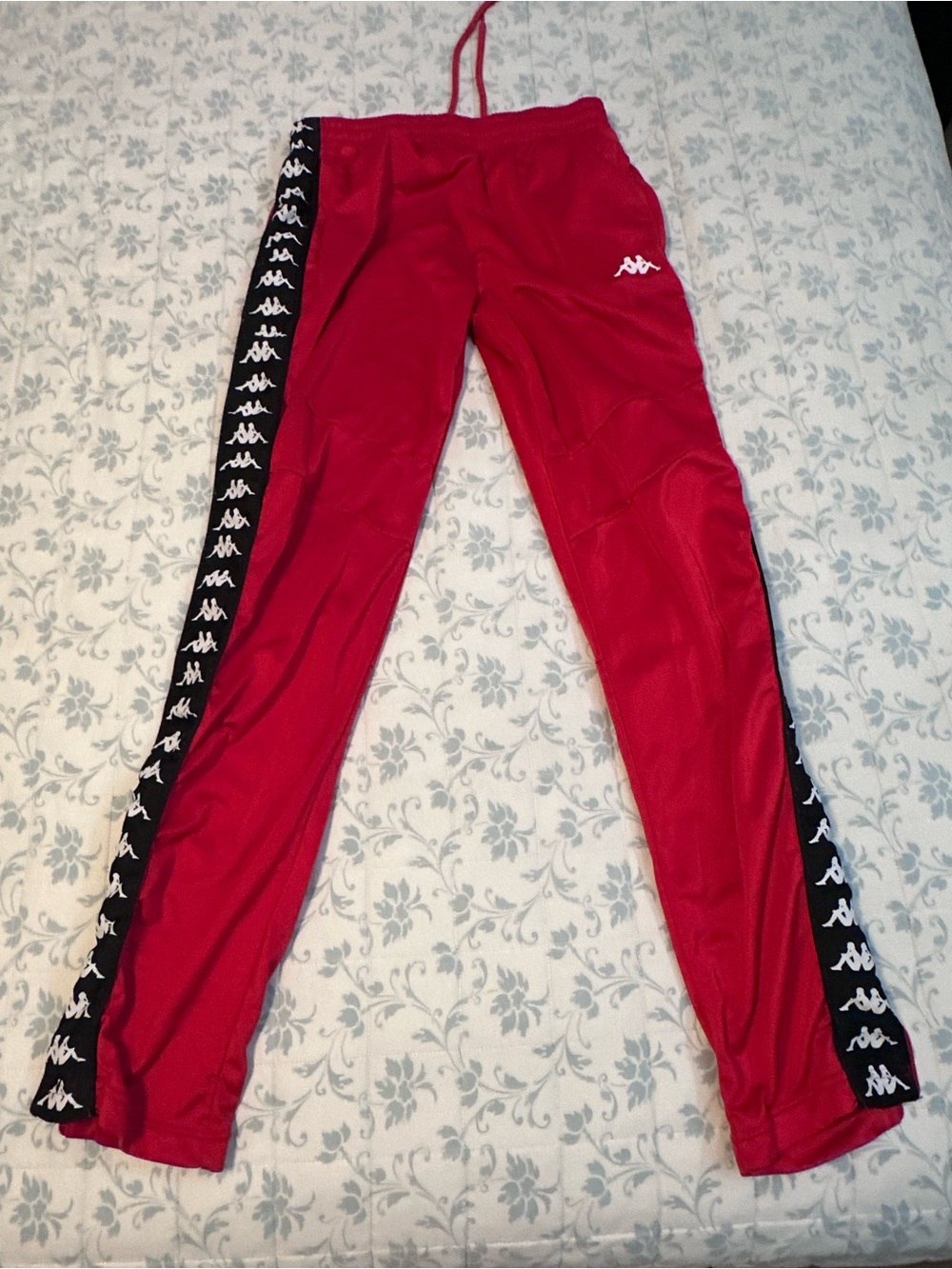 Kappa youth Red Track Pants with Logo Tape